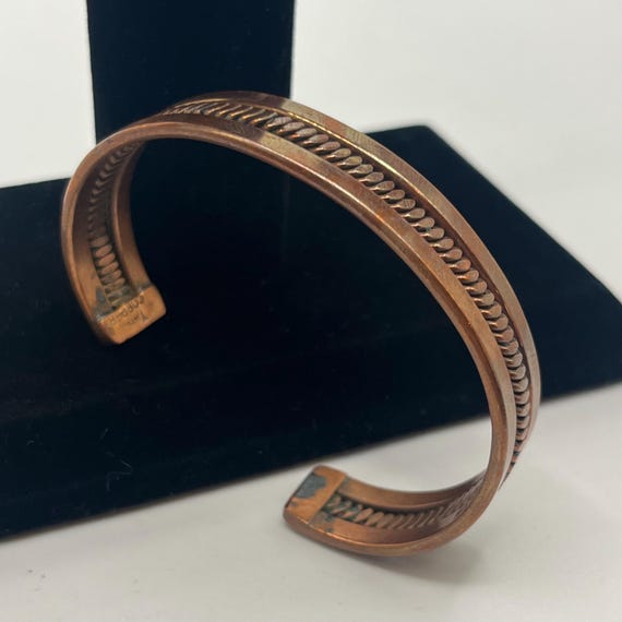 Vintage solid copper cuff bracelet yah copper boh… - image 1