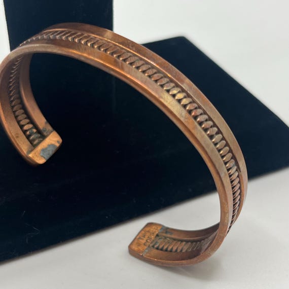 Vintage solid copper cuff bracelet yah copper boh… - image 2