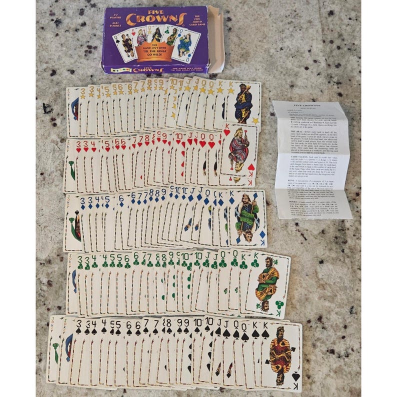 Five Crowns Card Game 100% Complete Five Suited Card Game with Box Bild 3