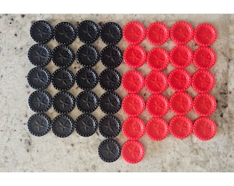 Vintage 1977 Connect Four Replacement Red and Black Checker Pieces Total of 42
