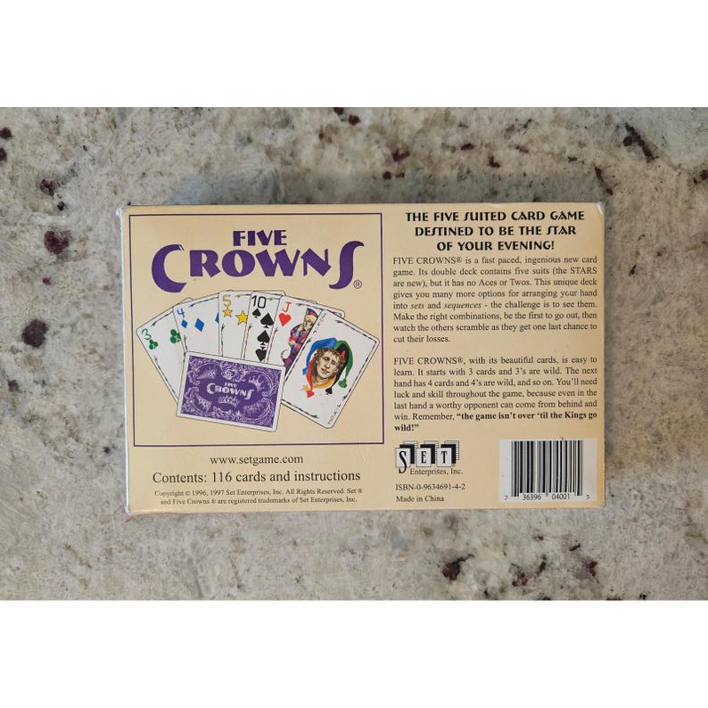 Five Crowns Card Game 100% Complete Five Suited Card Game with Box Bild 2