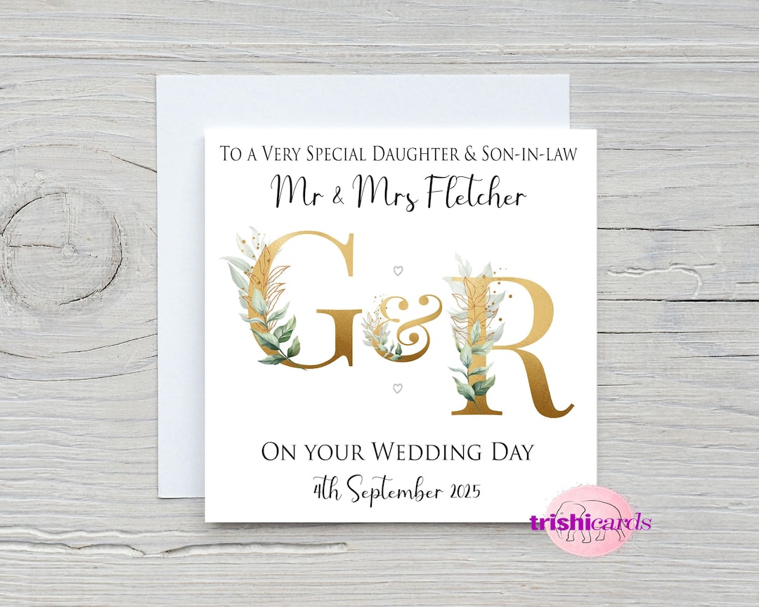 Personalised Daughter & Son-in-law Wedding Card, Daughter Wedding Card