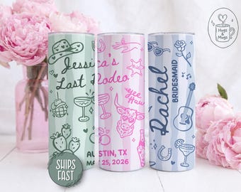 Cowgirl Bachelorette Tumblers Personalized, Last Rodeo Bachelorette Party Favors, Custom Bridal Shower Favors