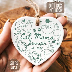 Cat Mom Ornament Personalized, Cute Cat Ornaments, Cat Mama Gifts, Cat Mom Christmas Gift, Whimsical Ornament For Cat Mom, Crazy Cat Lady