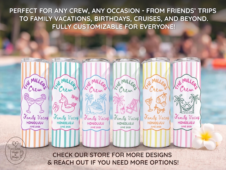 Custom Vacation Tumbler, Girls Trip Tumbler, Personalized Family Vacation Tumbler, Custom Birthday Cups, Beach Girls Trip Gifts image 15