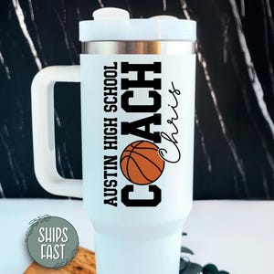 Coach 40oz Tumbler Personalized, Basketball Coach Gift, Personalized Coach Tumbler With Name, Sports Coach Thank You Gift, Coach Custom Cup