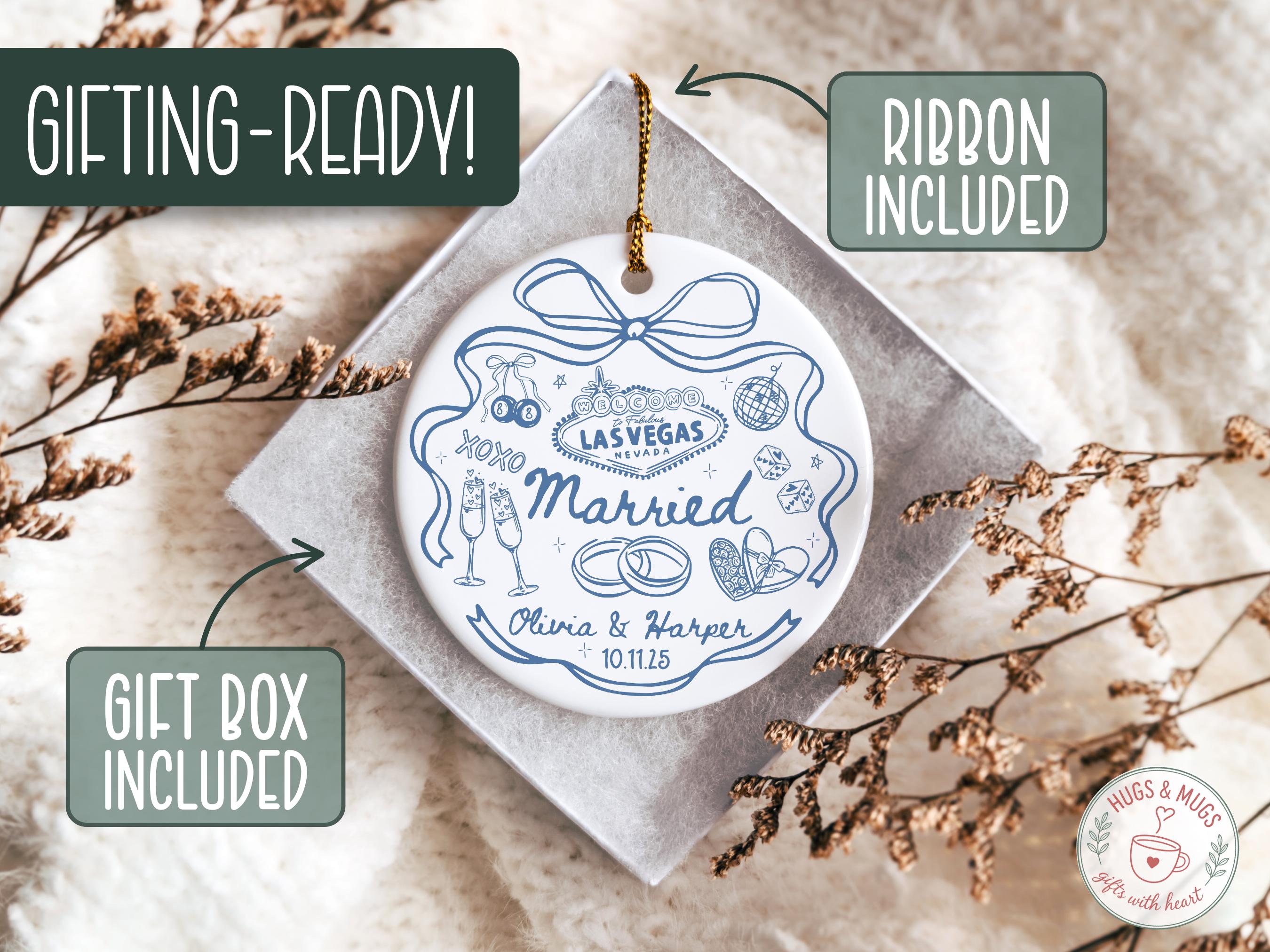 Married in Las Vegas Ornament Keepsake, Personalized Las Vegas Wedding ...