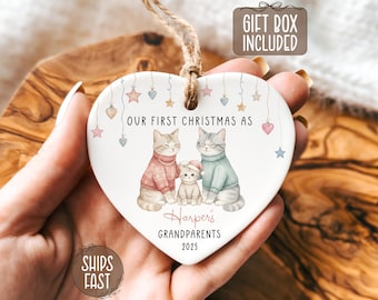 First Christmas As Baby's Grandparents Ornament, Newborn Keepsake For Grandparents, Personalized Baby's First Christmas Gift For Grandparent