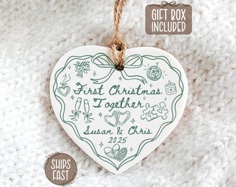 First Christmas Together Ornament, First Christmas Couple Ornament Personalized, Custom Couple's Keepsake With Names, New Couple Gift