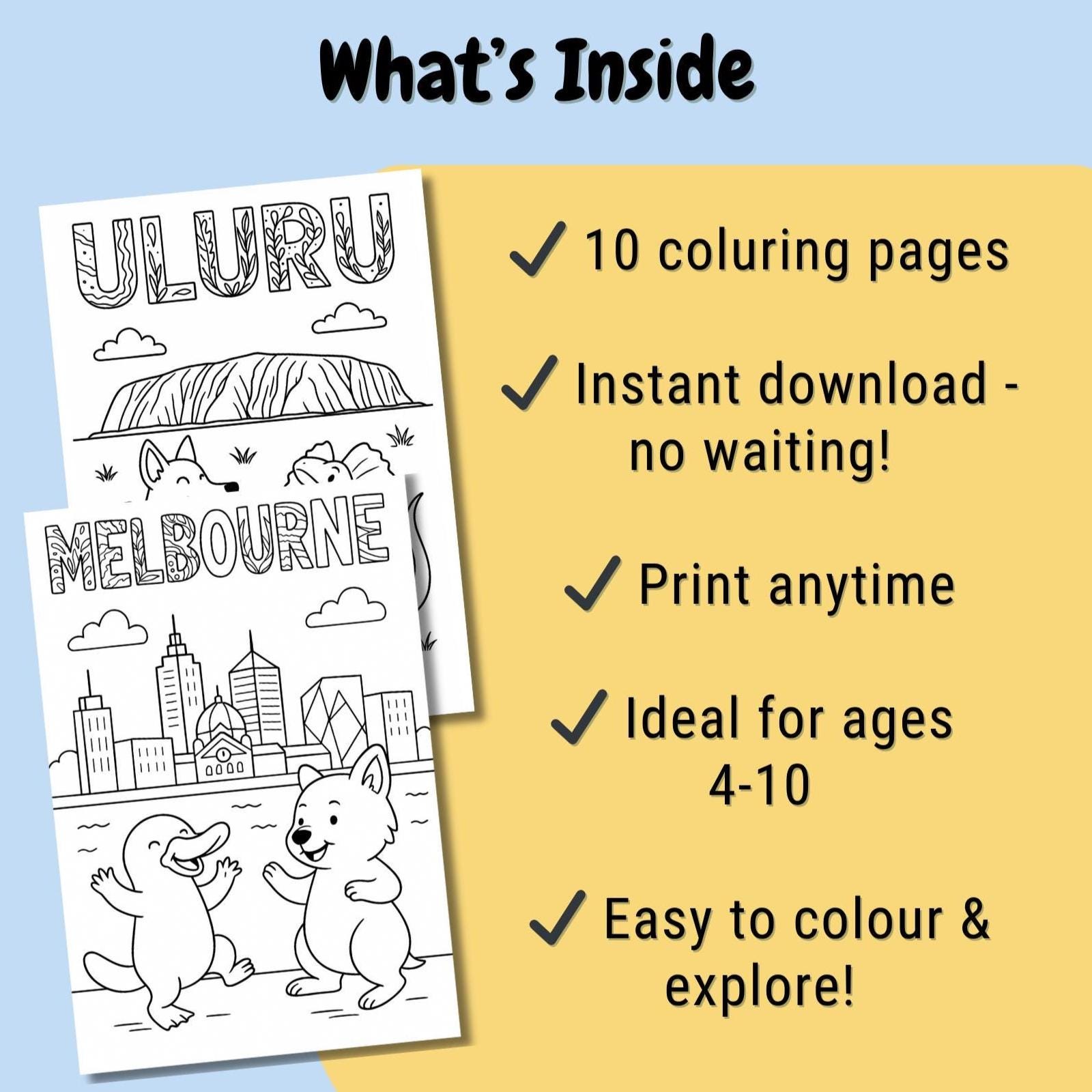 Aussie Printable Colouring Pages for Kids | Ages 4–10 | Cute Animals ...