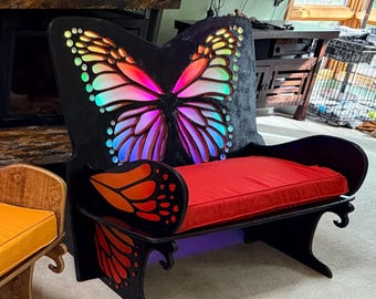 Butterfly LED Glowing Bench — Backyard or Festival Furniture -- Handmade Art
