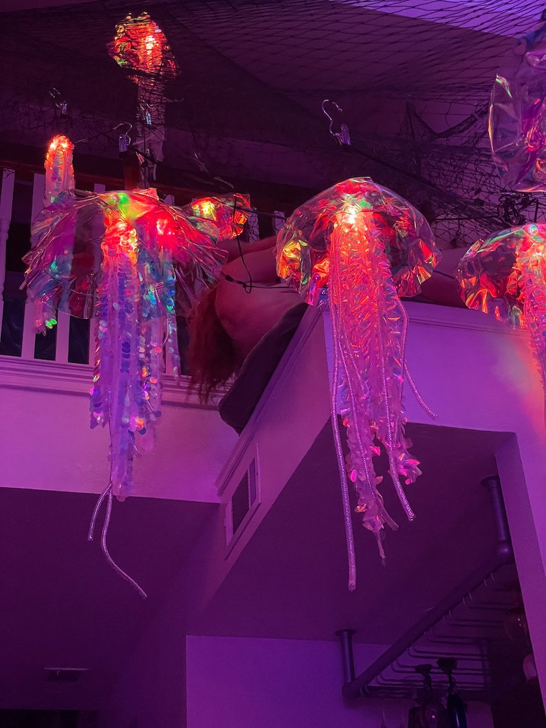 Iridescent Jellyfish Lamp With Animated Lights & Wifi Control Etsy