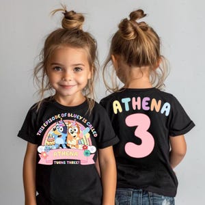 Custom Bluey Birthday Girl Shirt, Custom Name Birthday Girl TShirt, Blue Dod Birthday
