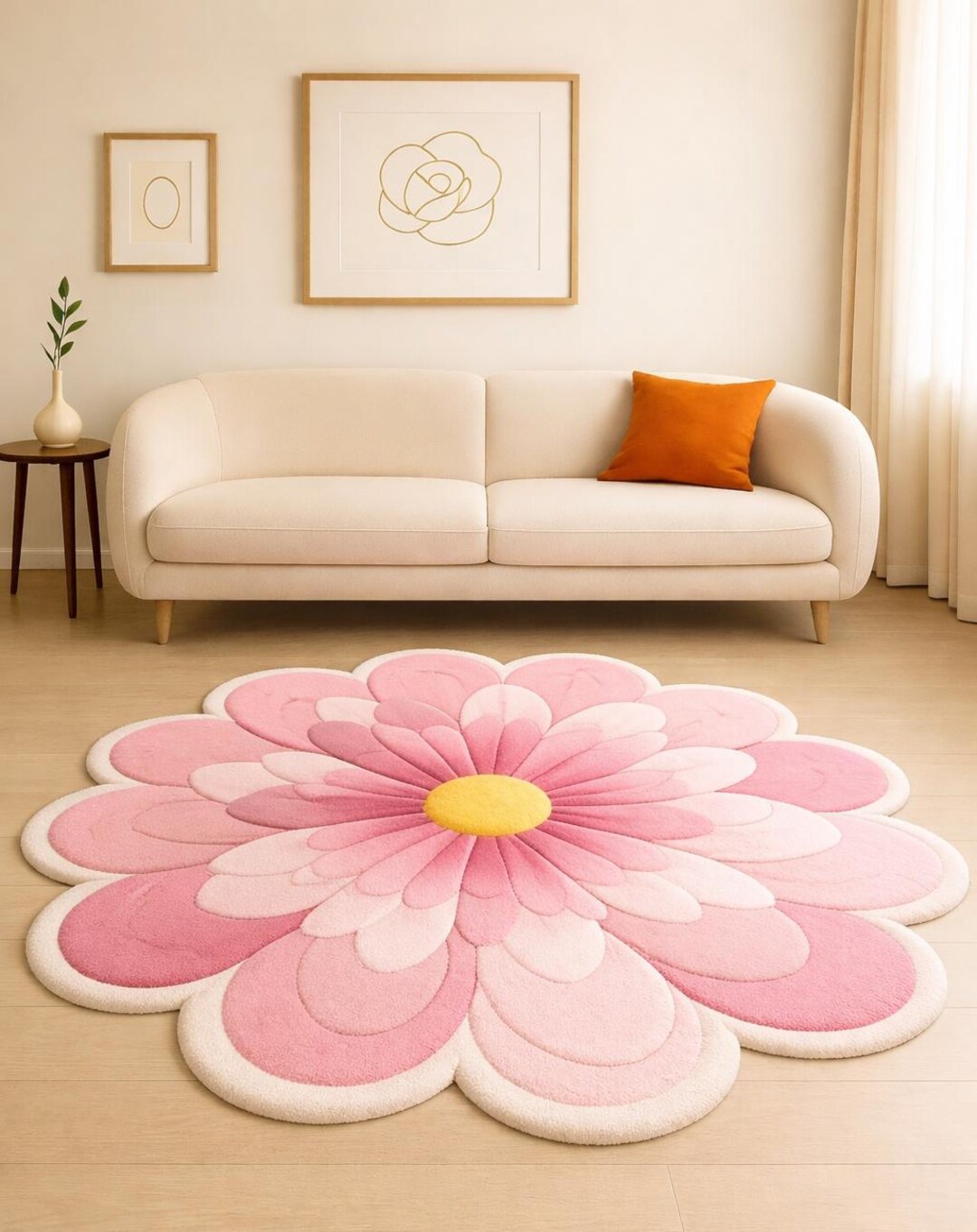 3D Pink Flower Rug – Sculpted Floral Carpet, Nursery Accent - Etsy