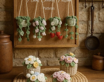 Plant crochet pattern, car hanging plant Crochet Pattern, Crochet hanging plant for car, Hanging Plant Pattern, Hanging basket crochet