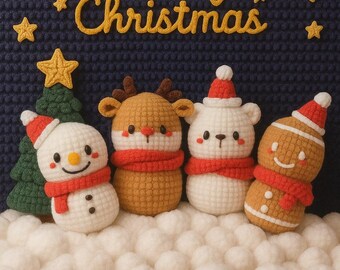 Bundle Christmas Friends, no sew and low sew amigurumi crochet patterns