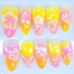 Summer - 014 Press On Nail Set/handgemaakte nagel/koi-nagels/leuke pers op nagels