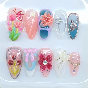 Pastel - 021 Press On Nail Set/handgemaakte nagel/koi-nagels/leuke pers op nagels