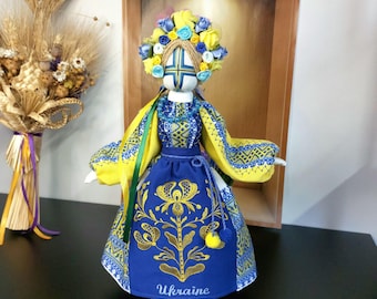 Handgjord ukrainsk Motanka-docka, slavisk amulett, livets träd