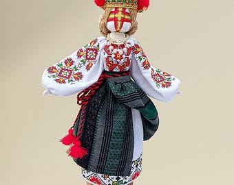 Handmade Motanka Doll, Lady of Fortune, Ukrainian Embroidery, Ethnic Talisman