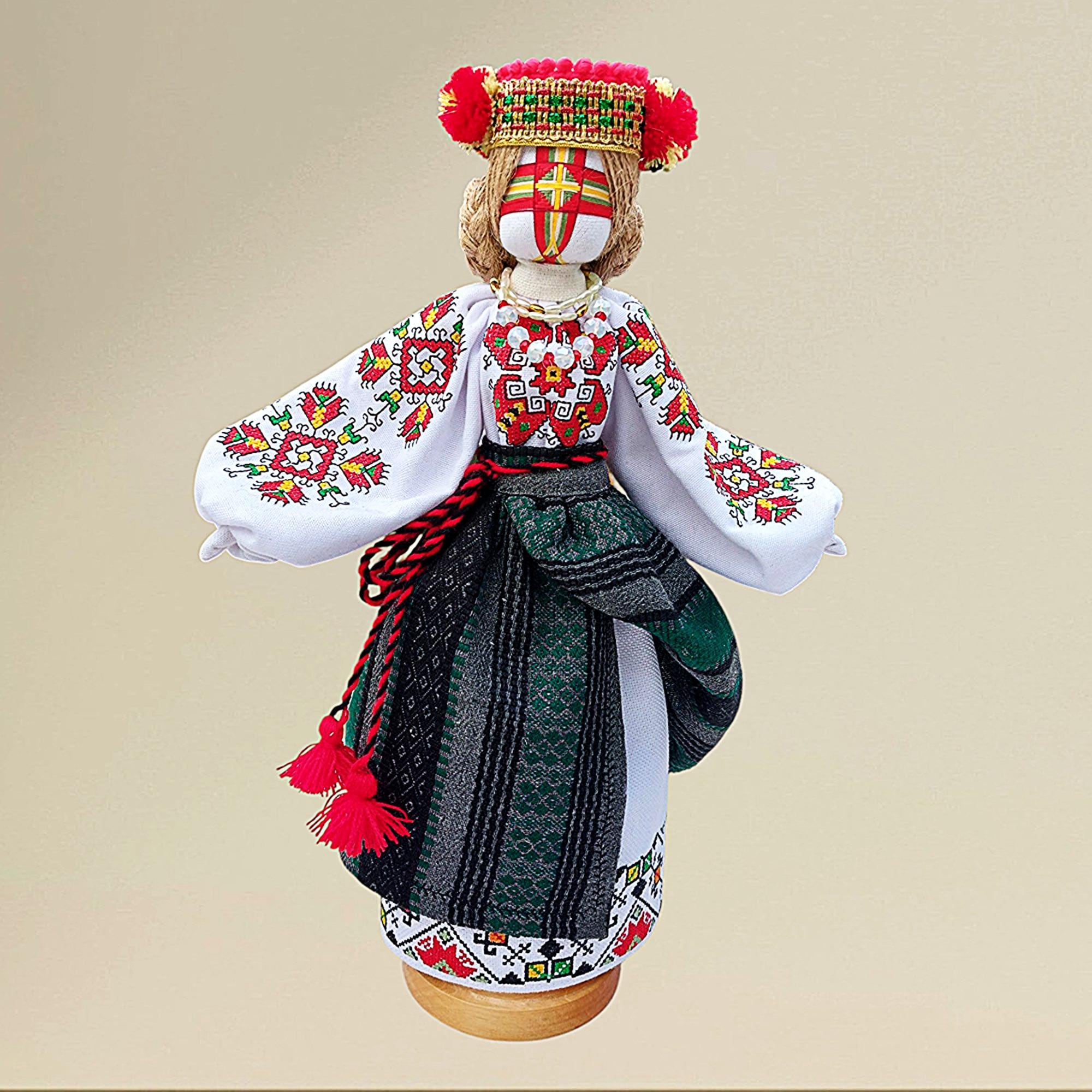 手作りのモタンカ人形、幸運の女神、ウクライナ刺繍、民族のお守り