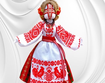Ręcznie robiona ukraińska lalka Motanka, haftowana sztuka ludowa, tradycyjna słowiańska lalka amulet
