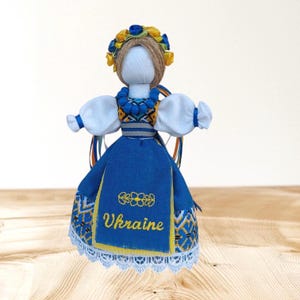 Ukrainian mini motanka doll,  handmade Slavic doll, amulet doll, gift made in Ukraine, yellow and blue colors of light, freedom, peace