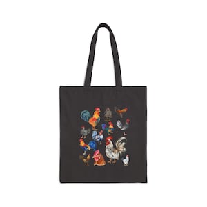 Sac fourre-tout poulet, fourre-tout en toile de ferme, sac coq drôle, sac du marché champêtre, fourre-tout poulet aquarelle, idée cadeau animal de la ferme