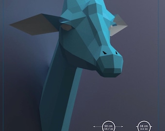 Low Poly Paper Giraffe Trophy Head DIY Template