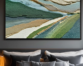 Arte mural verde salvia con textura, paisaje abstracto, descarga digital, arte mural japonés Wabi Sabi, tonos tierra modernos, regalos corporativos de lujo.