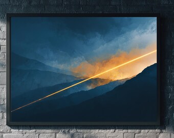 Orange Abstract Wall Art Print Download Minimalist Modern Landscape Artwork Moody Contemporary Printable Gift for Art Lovers Housewarming