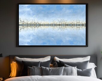 Arte de pared abstracto azul con textura minimalista, paisaje Wabi Sabi, descarga digital, decoración del hogar inspirada en la naturaleza moderna, regalos para clientes, arte de oficina
