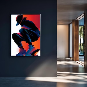 Skateboard Wall Art Digital Download Modern Silhouette Print Skateboard Poster Wall Decor Bold Gradient Teen Room Art and Skateboarding Gift