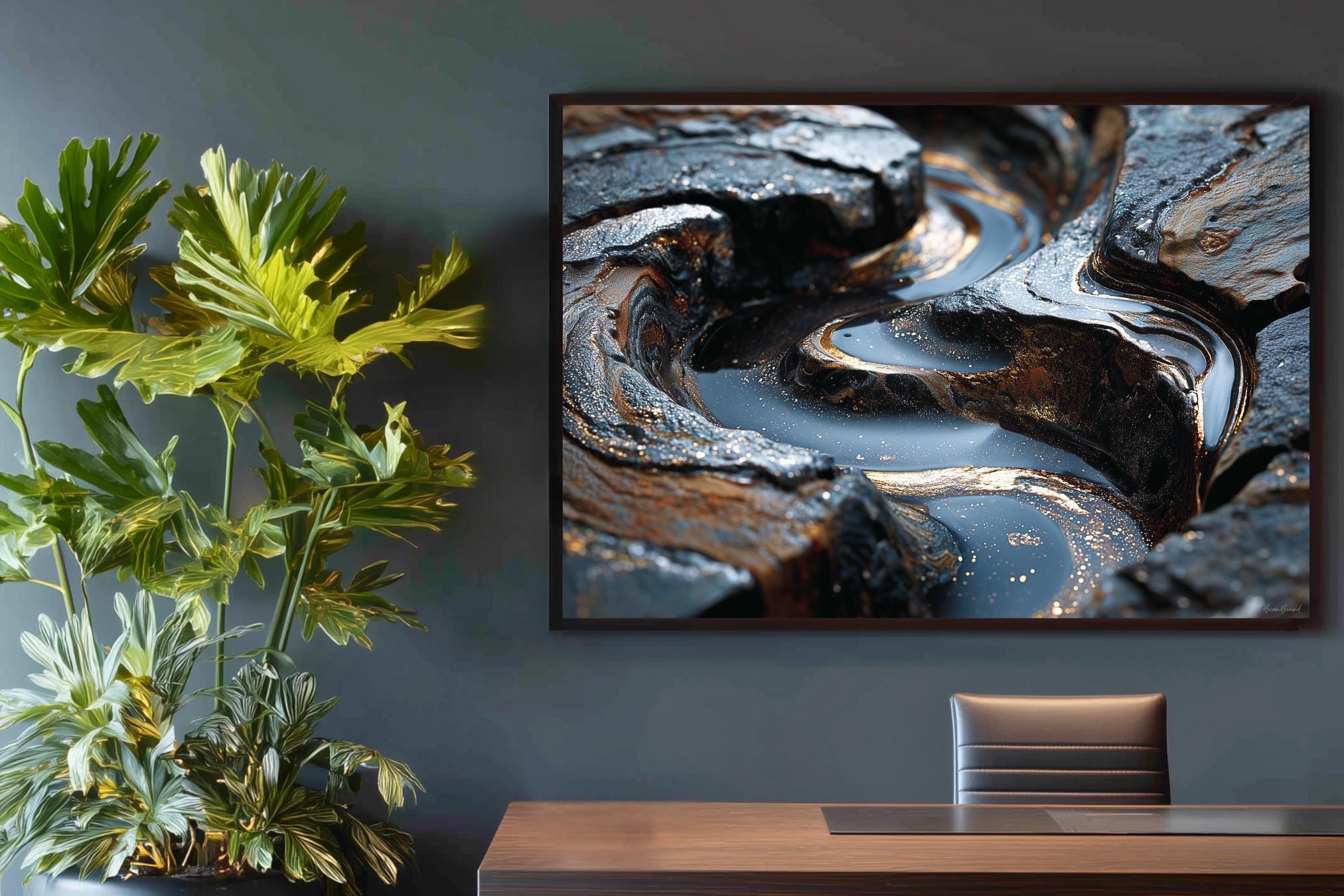 Art Mural Abstrait Métal R Toomer - Or Cuivre Sarcelle Marine Et Argent, 3D, Neuf