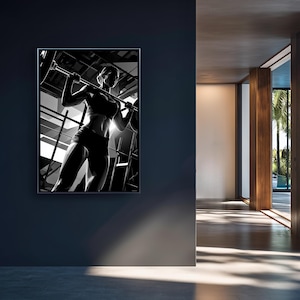 Black and White Gym Wall Art Digital Download Female Weightlifting Poster Strong Silhouette Fitness Decor for Home Gym and Workout Room