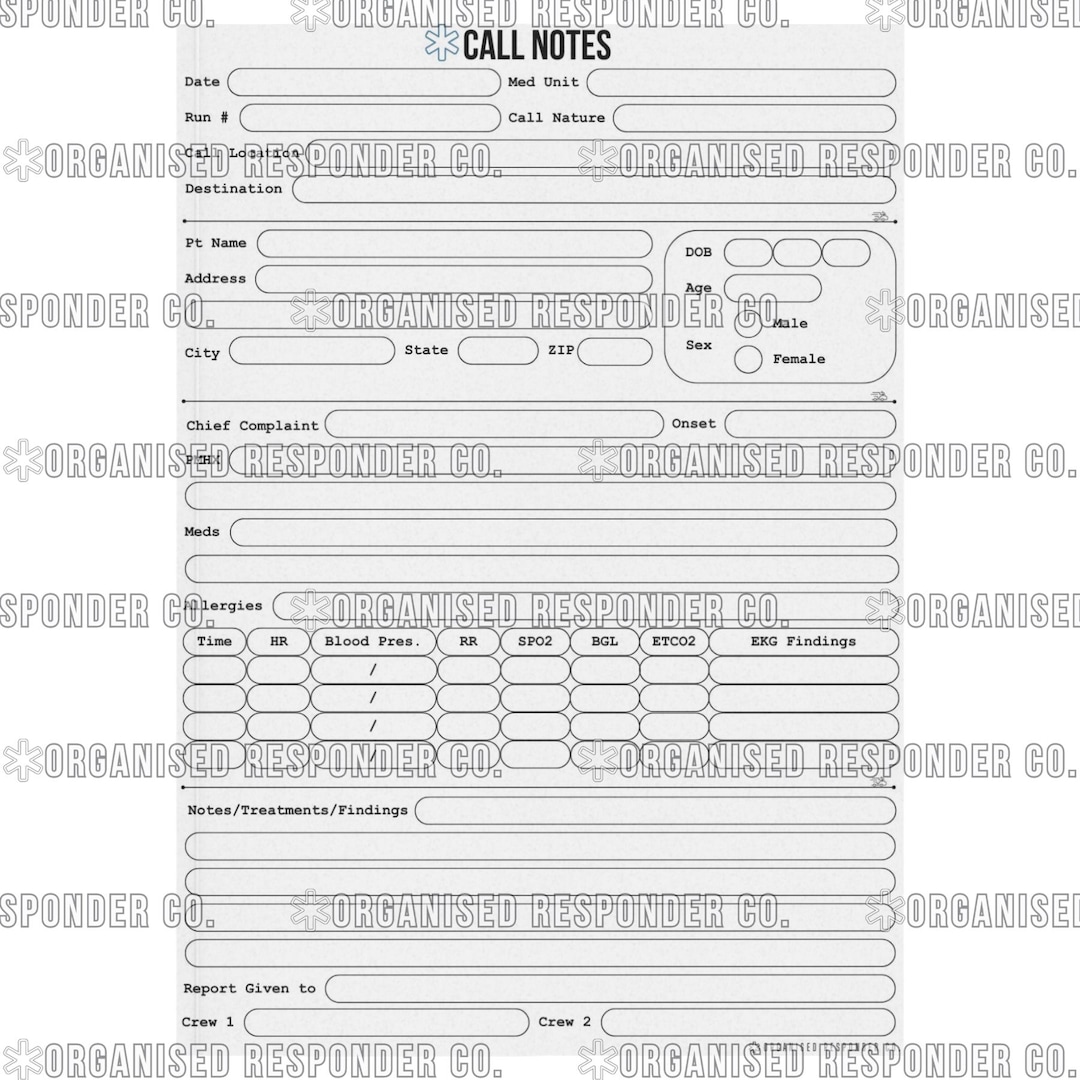 Emt Notepad Layout.pdf EMT Patient Care Notes Template: Printable EMS Note Sheet (PDF Download ...