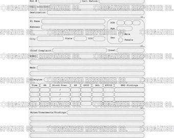 Plantilla de notas de atención al paciente de EMT: Hoja de notas de EMS imprimible (Descarga en PDF)