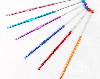 Agujas de crochet para tejer con cuentas, herramientas para manualidades DIY