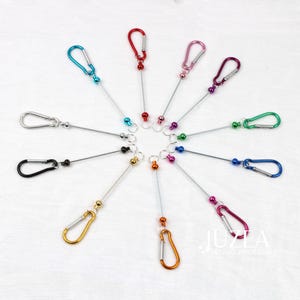 Metal Beadable Keychain Bar With Carabiner, DIY Craft Supplies, Bag Charm Holder