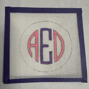 Custom Monogram Needlepoint Round Ornament