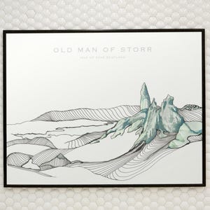 Artwork of Scotland - Isle of Skye - Old Man of Storr - Hand Painted Art Print - Hotel Wall Decor- Scottish Islands- Scottish Souvenir