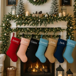 Personalized Velvet Christmas Stockings, Custom Name Embroidered/Monogram Family Christmas Stockings Christmas Decoration Holiday Decoration