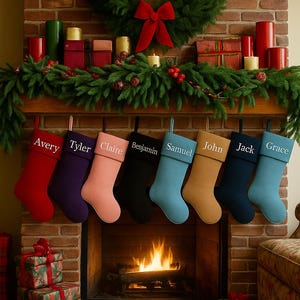Customized Embroidered Christmas Stockings Personalized Family Christmas Stockings With Name Monogram Stockings Christmas Holiday Decoration