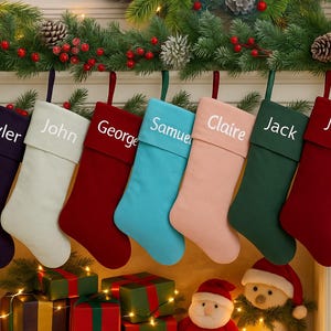 Personalized Velvet Christmas Stockings, Christmas Holiday Stockings With Name, Monogram Family Christmas Stockings, Christmas Decoration