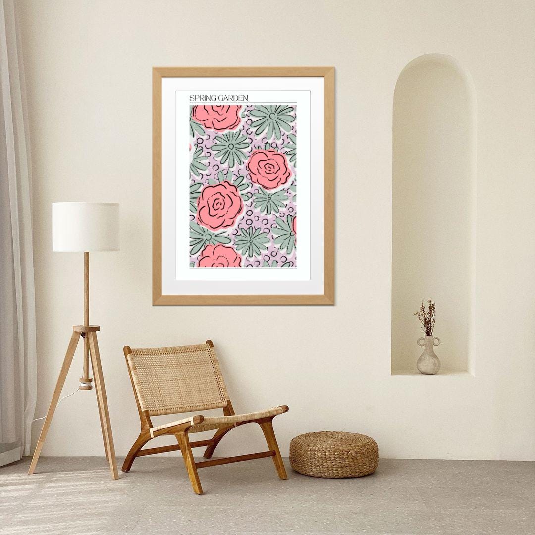 Spring Garden Floral Print | Pastel Cottagecore Botanical Art (digital ...