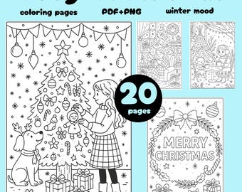 Cozy Christmas Coloring Pages: 20 Winter Holiday Designs (PDF + PNG)