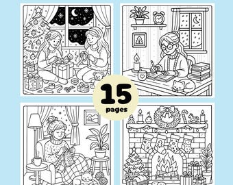Cozy Winter Coloring Pages: Hygge Holiday Scenes (Digital Download)