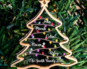 Custom Family Names Wooden Ornament,Personalized Family Name Ornament Wood Gift,Large Family Gifts,Grandparent Gift,Family Christmas Gifts