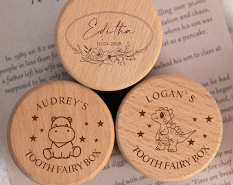 Tooth Fairy Box,Personalised Wooden Tooth Fairy Coin Box,Boy Girl Childrens Wooden Tooth Box Keepsake,Christening Gift,New Baby Shower Gift