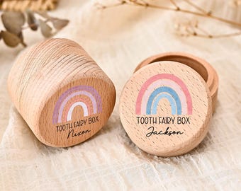 Aangepaste tand aandenken doos babyshower cadeau meisje, eerste kapsel en opbergdoos tand gepersonaliseerd cadeau, houten tandenfee doos, doop